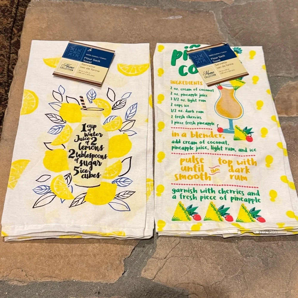 NWT Lemon Cutting Board with Knife, and Two Lemon Towel Bundle